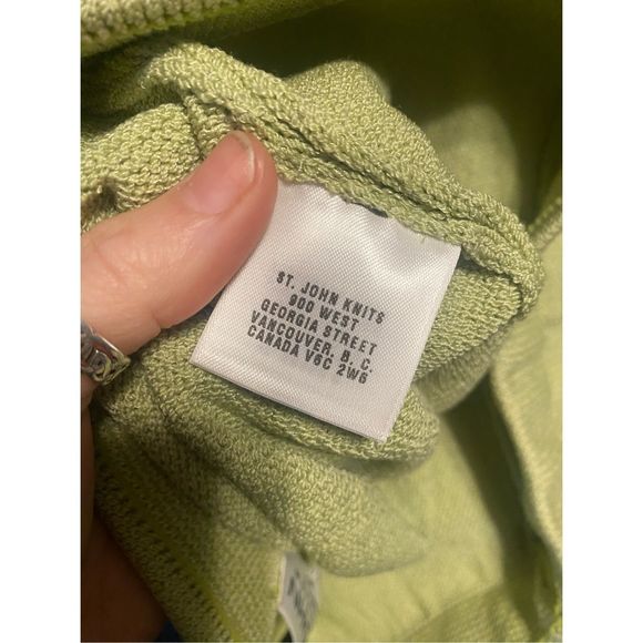 St. John Light Green Knit Wide Leg Pants Size 4 - Picture 6 of 10